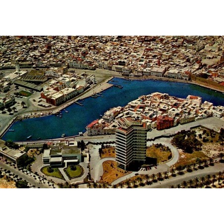 Vue aérienne du port et des quartiers de Bizerte en Tunisie, carte postale CPM en couleurs