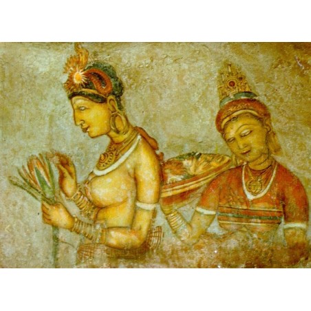 Fresques des Demoiselles de Sigiriya au Sri Lanka datant du Ve siècle, carte postale CPM