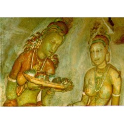 Fresques des Demoiselles de Sigiriya au Sri Lanka datées de 479 à 497, carte postale CPM