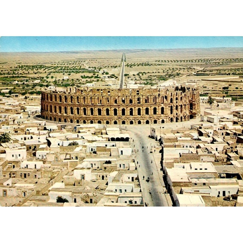 El Jem Colisée amphithéâtre romain et vue générale de la ville en Tunisie CPM