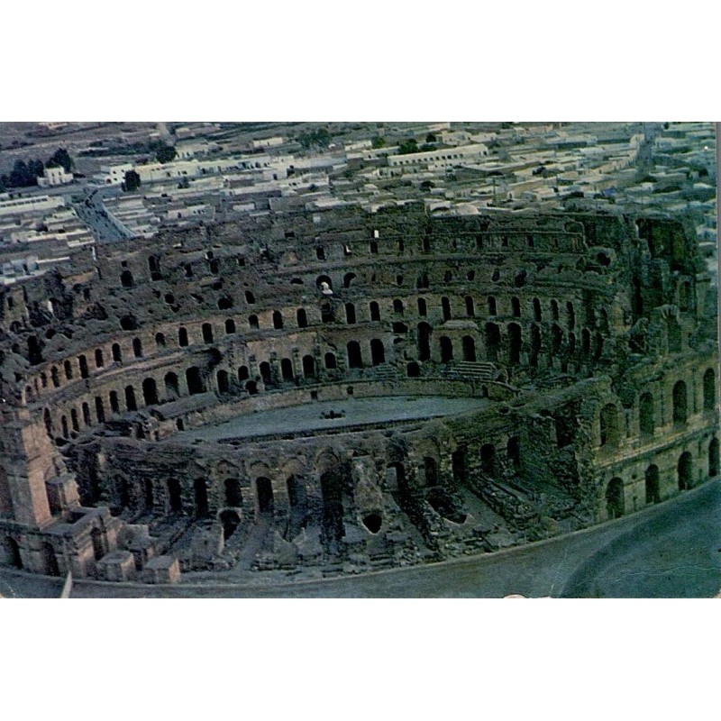 El Djem Colisée vue aérienne de l’amphithéâtre romain en Tunisie carte postale CPM