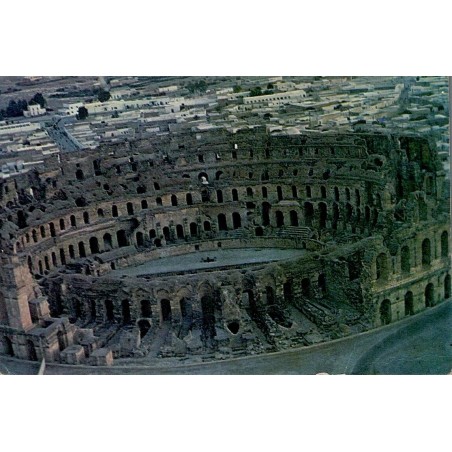 El Djem Colisée vue aérienne de l’amphithéâtre romain en Tunisie carte postale CPM
