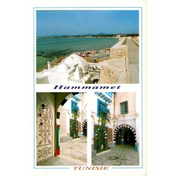CPM Hammamet Tunisie vue sur la mer remparts et ruelles de la médina