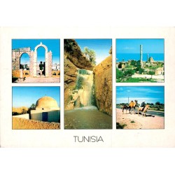Tunisie multivues Carthage oasis dromadaires architecture carte postale moderne