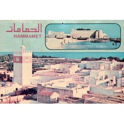 Hammamet Tunisie médina minaret bord de mer carte postale moderne