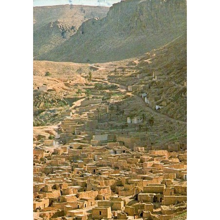 CPM Toujane Tunisie village berbère maisons traditionnelles et paysage montagneux