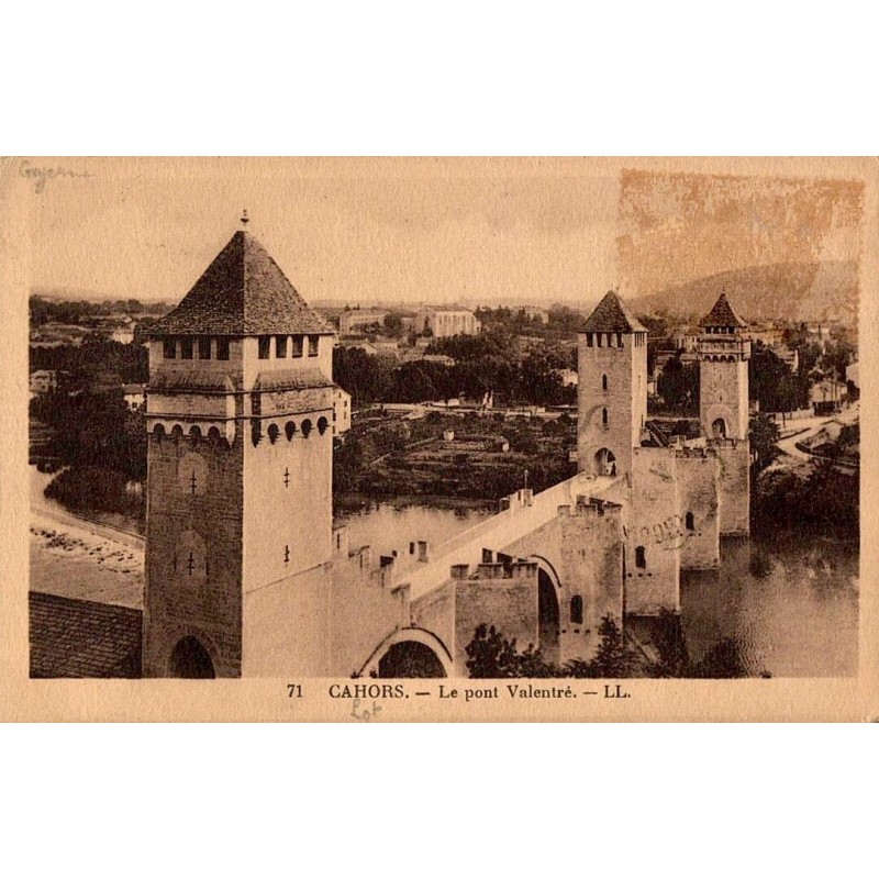 Carte postale ancienne du Pont Valentré à Cahors