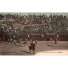 CPA corrida montrant le paseo et l’entrée de la cuadrilla avec toreros et picadors dans l’arène