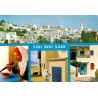 CPM Sidi Bou Saïd avec village blanc, ruelles traditionnelles et musicien tunisien