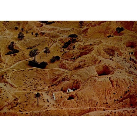 CPSM Matmata en Tunisie, paysage aride et habitations troglodytes vues en panorama