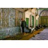 CPM Kairouan montrant l’intérieur décoré de la mosquée Sidi Sahbi avec plusieurs fidèles