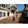 CPSM Sidi Bou Saïd rue du souk avec maisons blanches et boutiques traditionnelles en Tunisie