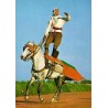 CPSM Tunisie cavalier acrobate debout sur un cheval lors d’une figure de fantasia