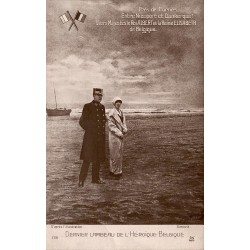 CPA Furnes roi Albert Ier et reine Élisabeth sur le dernier territoire libre de Belgique en 1914