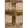 CPA calendrier 1918 avec soldat français, drapeaux, fer à cheval et message Bonne Année porte-bonheur