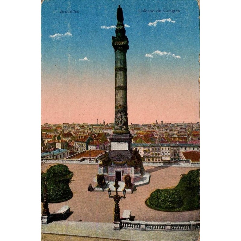 CPA Bruxelles Colonne du Congrès et panorama de la capitale belge