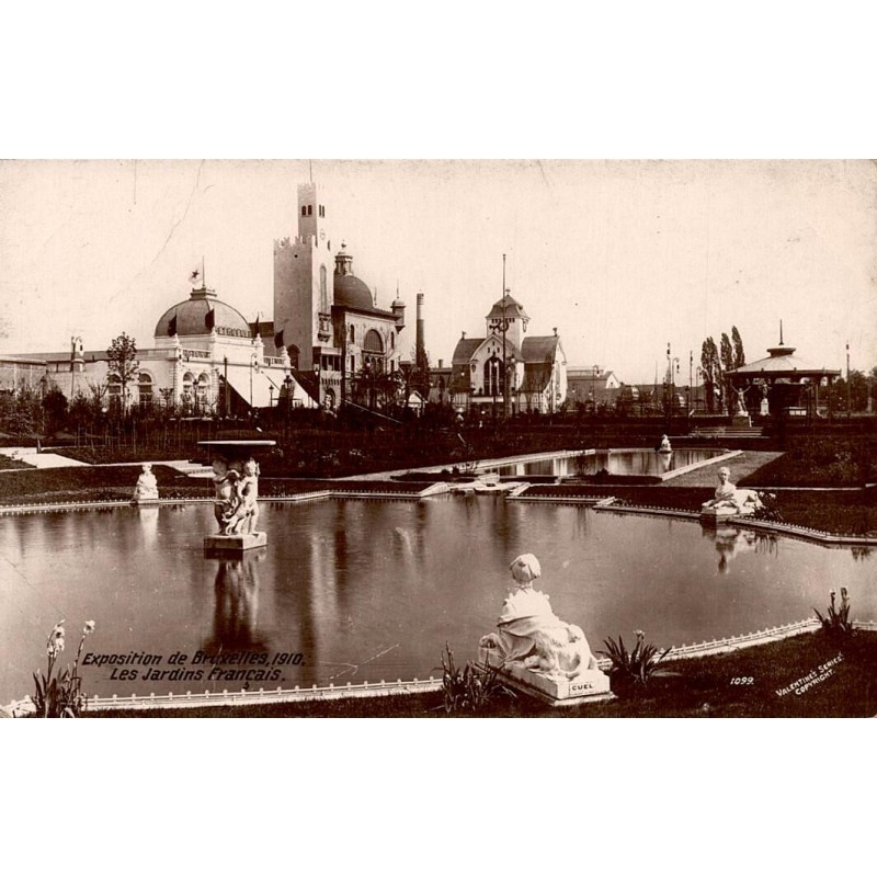 CPA Bruxelles 1910 Jardins Français et pavillons de l’Exposition universelle