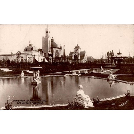 CPA Bruxelles 1910 Jardins Français et pavillons de l’Exposition universelle