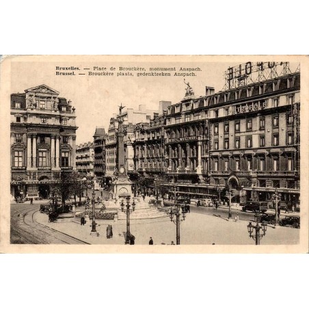 CPSM Bruxelles place de Brouckère, monument Anspach et Hôtel Métropole