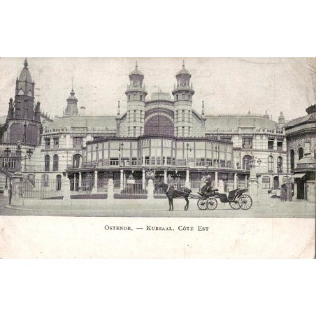 CPA Ostende Kursaal côté est avec fiacre