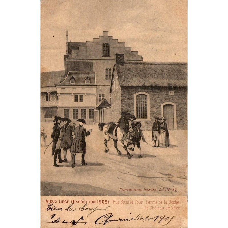 CPA Liège Exposition 1905 Vieux-Liège, Ferme de la Roche et scène costumée