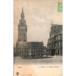 CPA Gand avec le beffroi et le Théâtre Flamand en Flandre-Orientale