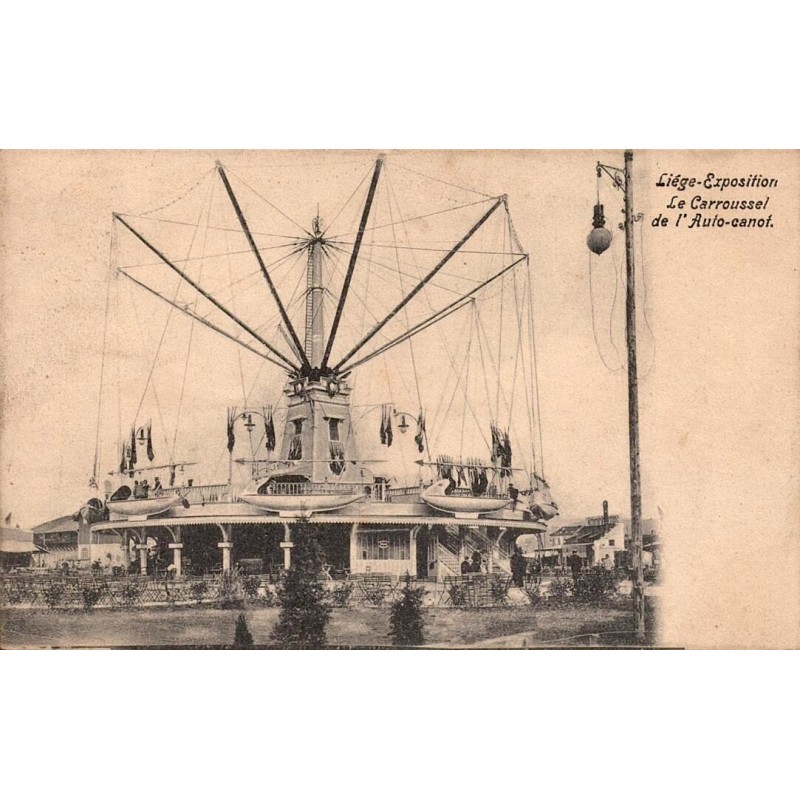 CPA Liège Exposition montrant le carrousel de l’Auto-canon en 1905