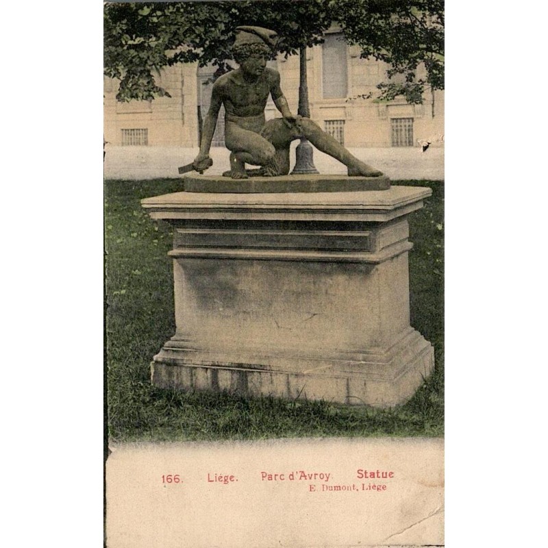CPA Liège parc d’Avroy montrant une statue de faune