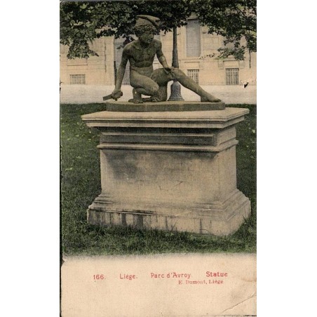 CPA Liège parc d’Avroy montrant une statue de faune