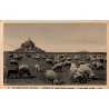 Carte postale ancienne des grèves du Mont-Saint-Michel et des prés salés avec vue sur l’abbaye