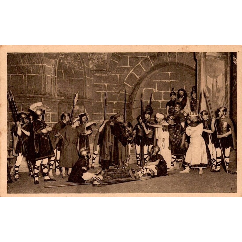 CPA Nancy montrant le Reniement de Saint-Pierre dans le spectacle de la Passion vers 1905