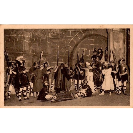 CPA Nancy montrant le Reniement de Saint-Pierre dans le spectacle de la Passion vers 1905