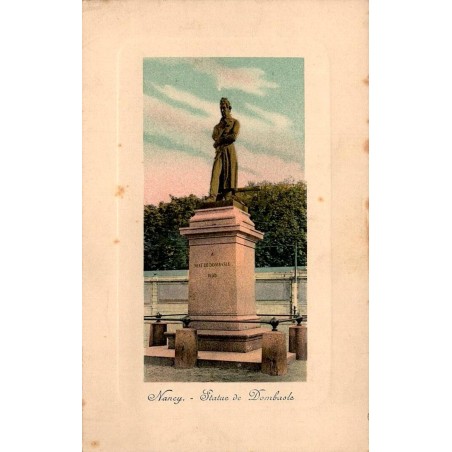 CPA Nancy colorisée représentant la statue de l’agronome Mathieu de Dombasle érigée en 1850