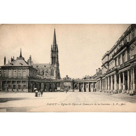 CPA Nancy église Saint-Épvre et hémicycle de la Carrière avec correspondance manuscrite