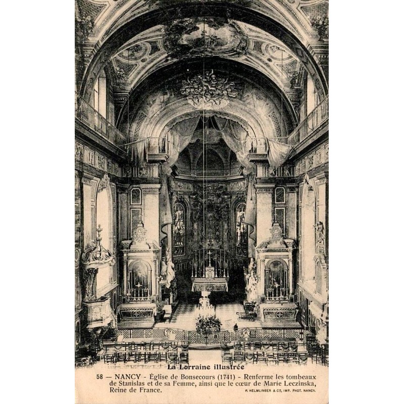 CPA Nancy intérieur église de Bonsecours tombeaux de Stanislas et Catherine Opalinska