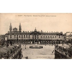CPA Nancy place Stanislas Hôtel de Ville et cathédrale vue panoramique ancienne