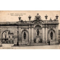 CPA Nancy fontaine monumentale et place Callot avec correspondance manuscrite