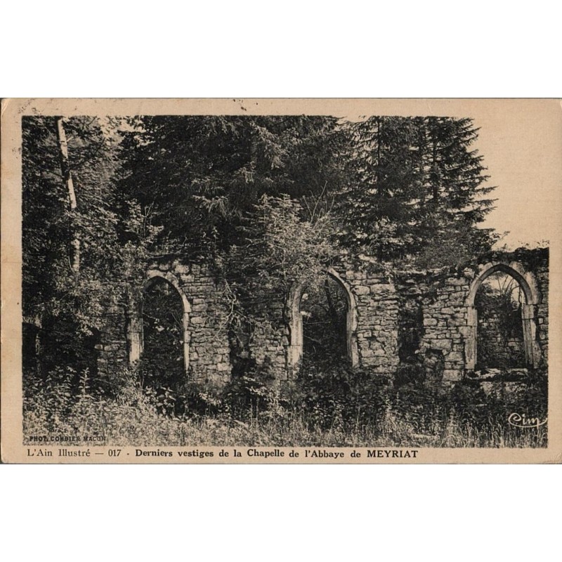 Carte postale ancienne – Vestiges de la chapelle de l’abbaye de Meyriat (Ain)
