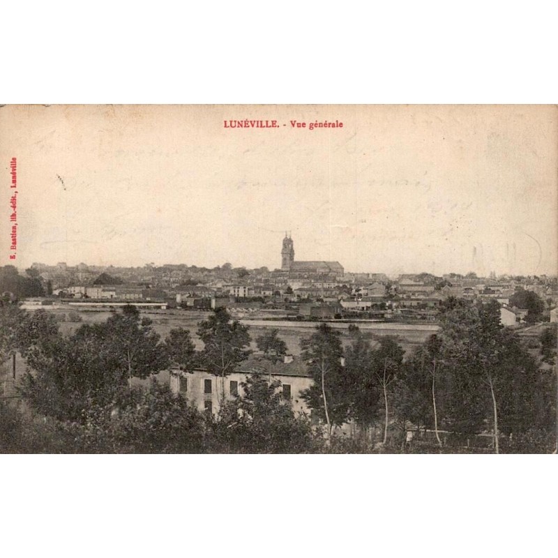 CPA Lunéville vue générale panoramique avec clocher en Meurthe-et-Moselle