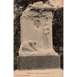 CPA Lunéville monument Charles Guérin, stèle sculptée dans un parc en 1911