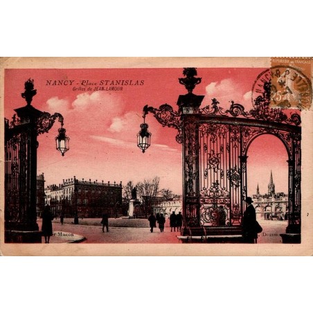 CPA Nancy Place Stanislas et grilles de Jean Lamour, carte postale circulée colorisée
