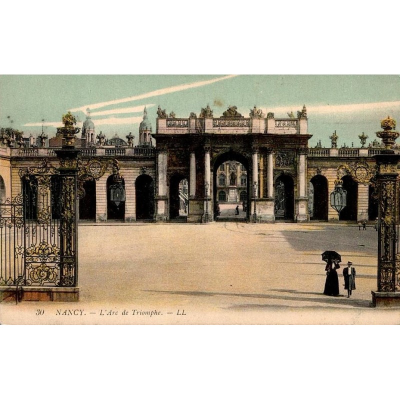 CPA Nancy Arc Héré place Stanislas, carte postale écrite datée de 1910