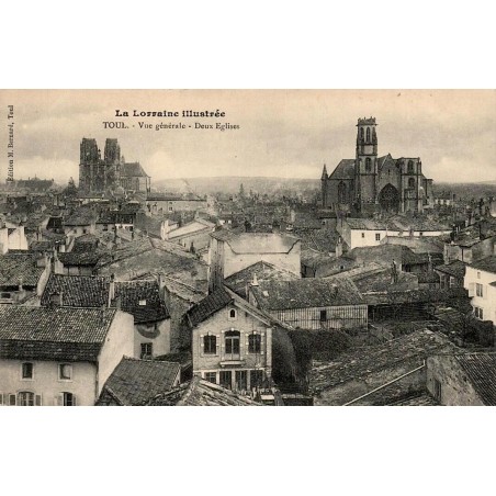 CPA Toul vue générale avec cathédrale Saint-Étienne et église Saint-Gengoult