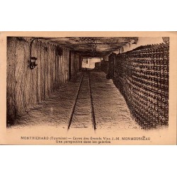CPA Montrichard caves J.-M. Monmousseau galerie de bouteilles en Touraine