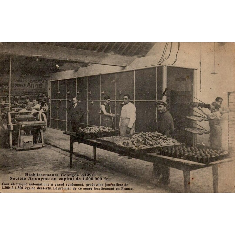CPA atelier des Établissements Georges Aimé avec four électrique automatique de pâtisserie industrielle