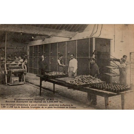 CPA atelier des Établissements Georges Aimé avec four électrique automatique de pâtisserie industrielle