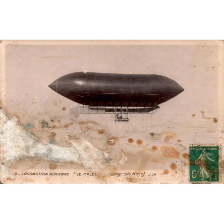 CPA dirigeable Le Malecot de la série Locomotion aérienne, carte française du début du XXe siècle