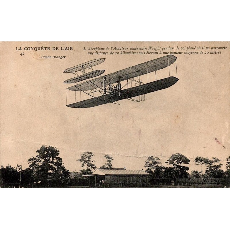 CPA France aéroplane Wright en vol plané série La Conquête de l’Air