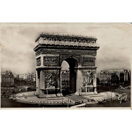 CPSM Paris Arc de Triomphe de l’Étoile avec circulation automobile en 1937