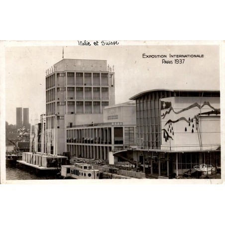 CPSM Paris Exposition internationale 1937 pavillons d’Italie et de Suisse